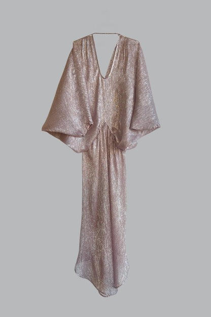 Infinite Mantaray Gown Silk Chiffon Lamé in Champagne {Made to Order}