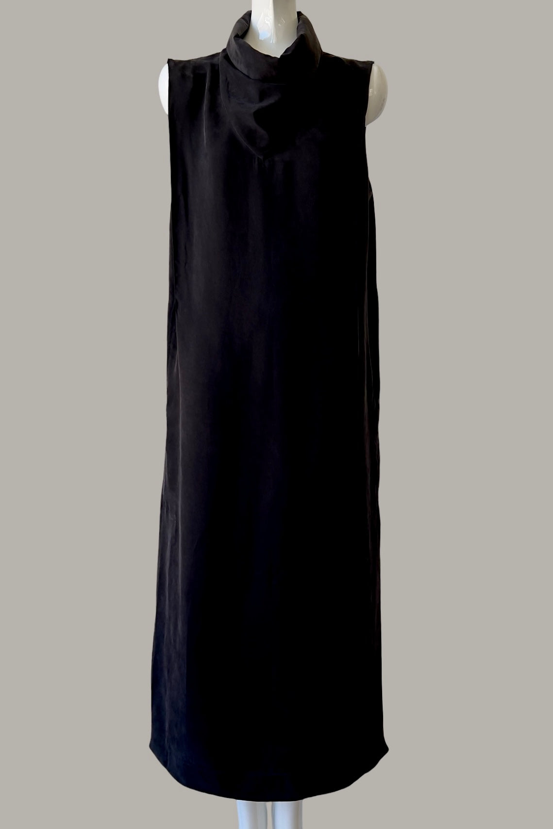 Ninja Shift Dress in Black Kohl Sueded Silk