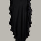 Convertible Ruffle Kaftan with Quilted Half Moon Belt Cotton Gauze Black {Made to Order}