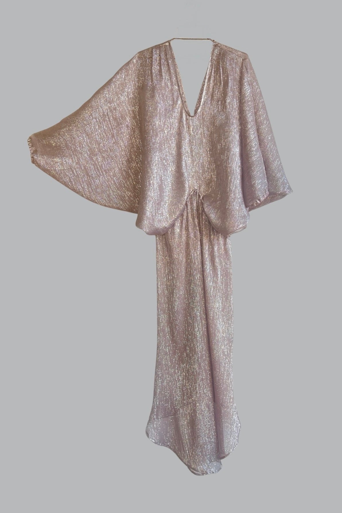 Infinite Mantaray Gown Silk Chiffon Lamé in Champagne {Made to Order}