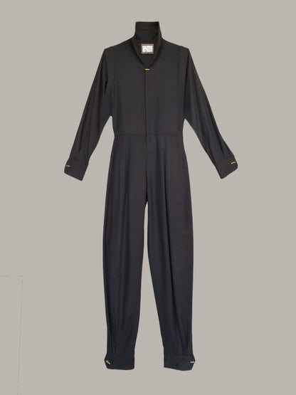 Samurai Jumpsuit Black Kohl Raw Silk {Made to Order}