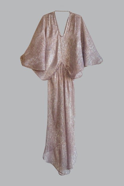 Infinite Mantaray Gown Silk Chiffon Lamé in Champagne {Made to Order}