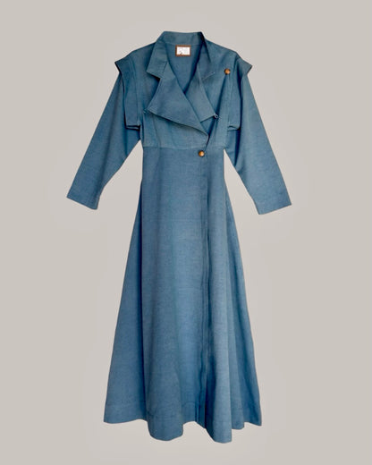 Voyage Coat Dress Piqué Denim