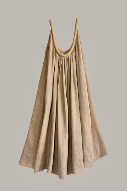 Sahara Chemise Dress Burlap Sand Pebble Linen