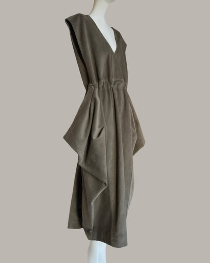 Origami Propeller Dress Sage Cotton Corduroy {Made to Order}