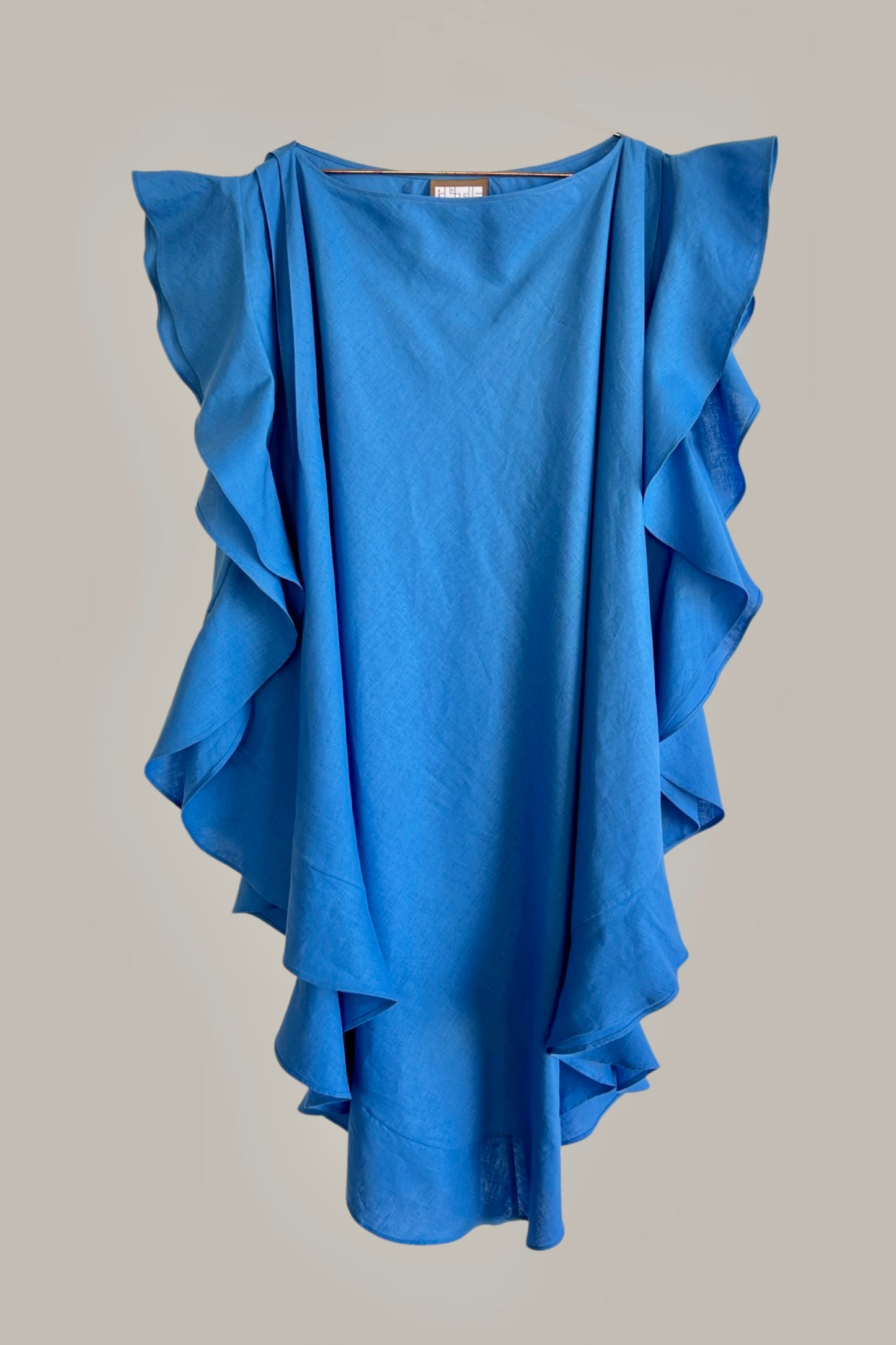Convertible Ruffle Kaftan with Quilted Obi Belt