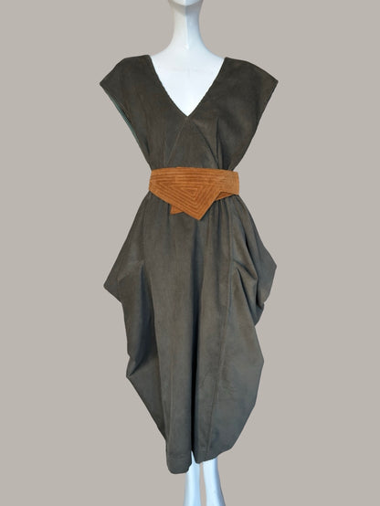 Origami Propeller Dress Indigo Cotton Corduroy {Made to Order}