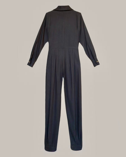 Samurai Jumpsuit Black Kohl Raw Silk {Made to Order}
