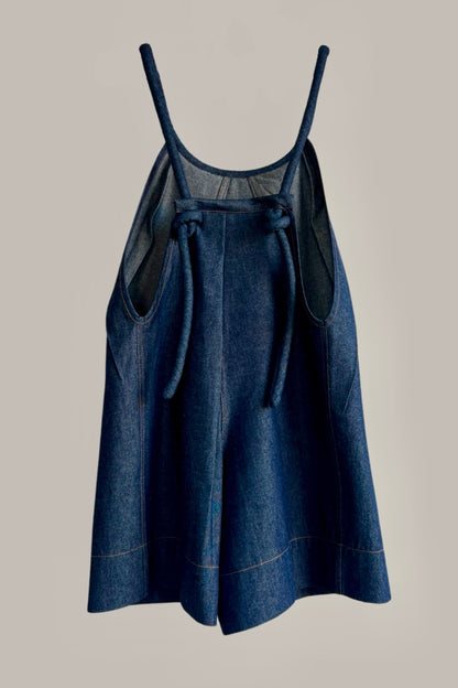 Swanfold Shorts Indigo Denim Jumpsuit {Made to Order}