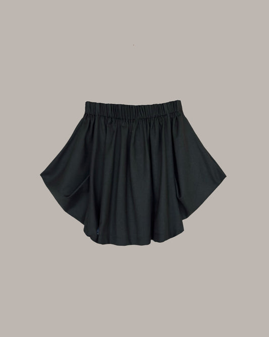 Propeller Midi Skirt Black Wool Flannel {Made to Order}