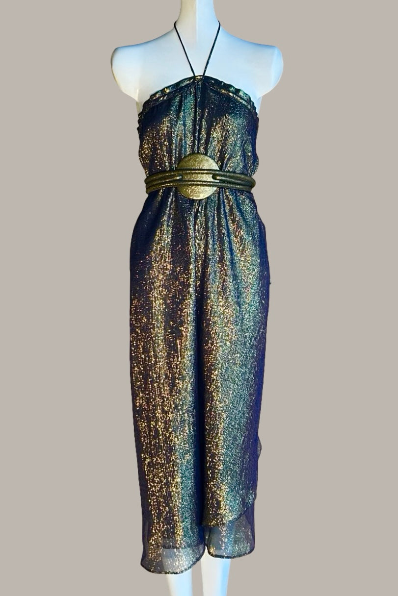 Asymmetrical Convertible Skirt & Dress in Black Gold Silk Lame' {Made to Order}