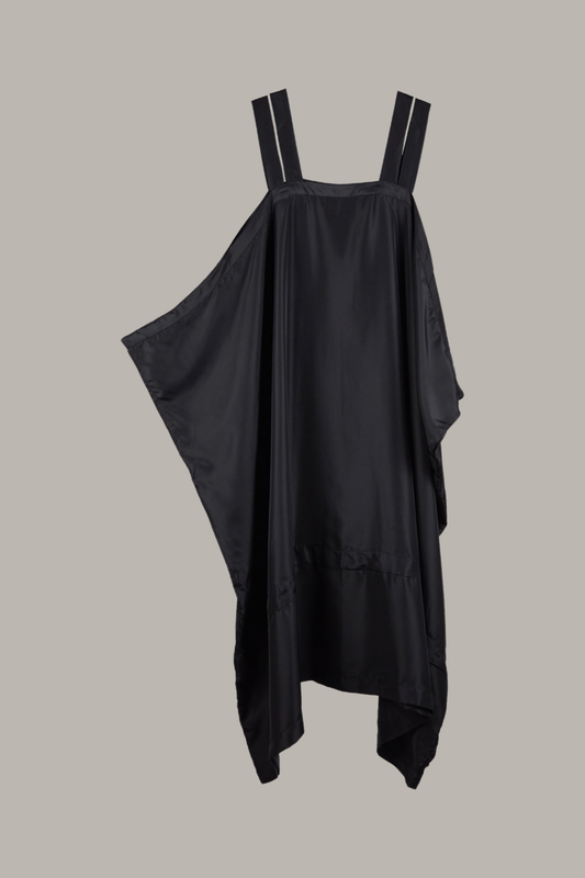 Rectangle Dress in Black Kohl Parachute Silk