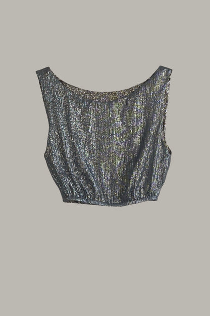 Reversible Tank Silk Lame’ Cappuccino & Blue Dusk