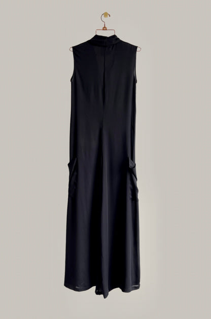 Tuxedo Jumpsuit in Black Silk Georgette {Made to Order}