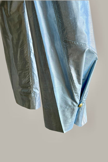 Transformer Trouser Robin’s Egg Blue Metallic Silk