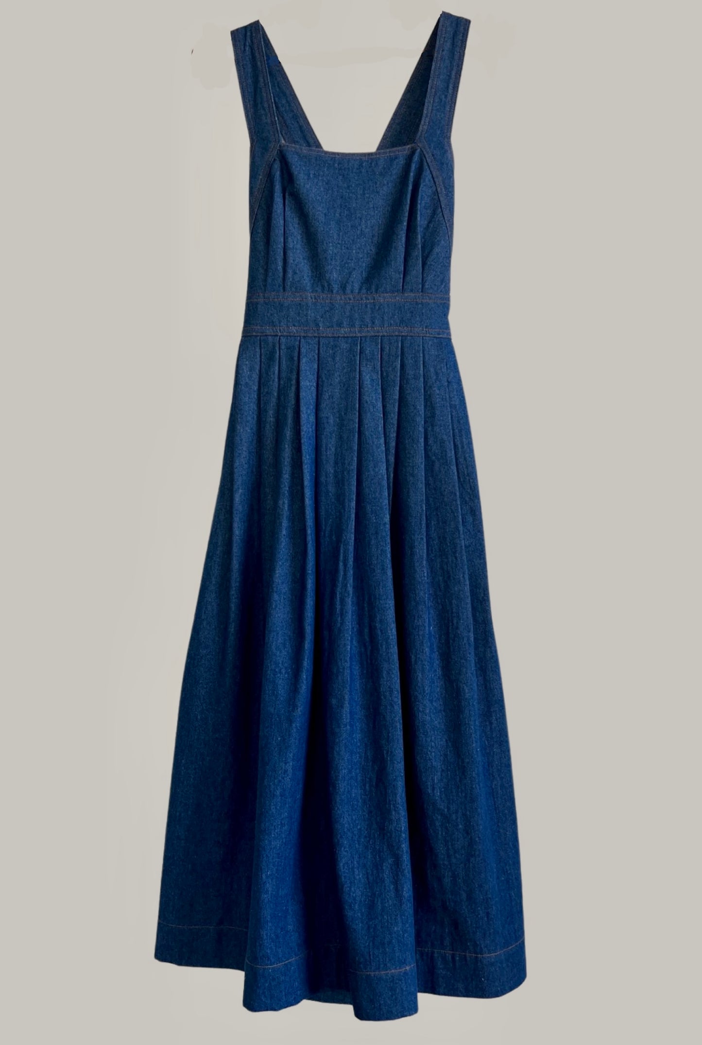 Traveling Pinafore Dress Indigo Blue Denim {Made to Order}