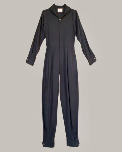 Samurai Jumpsuit Black Kohl Raw Silk {Made to Order}