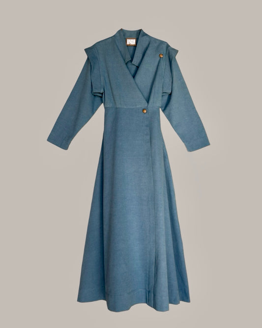 Voyage Coat Dress Piqué Denim