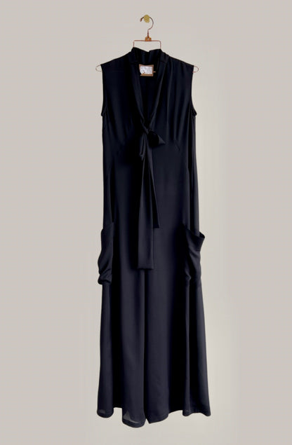 Tuxedo Jumpsuit in Black Silk Georgette {Made to Order}