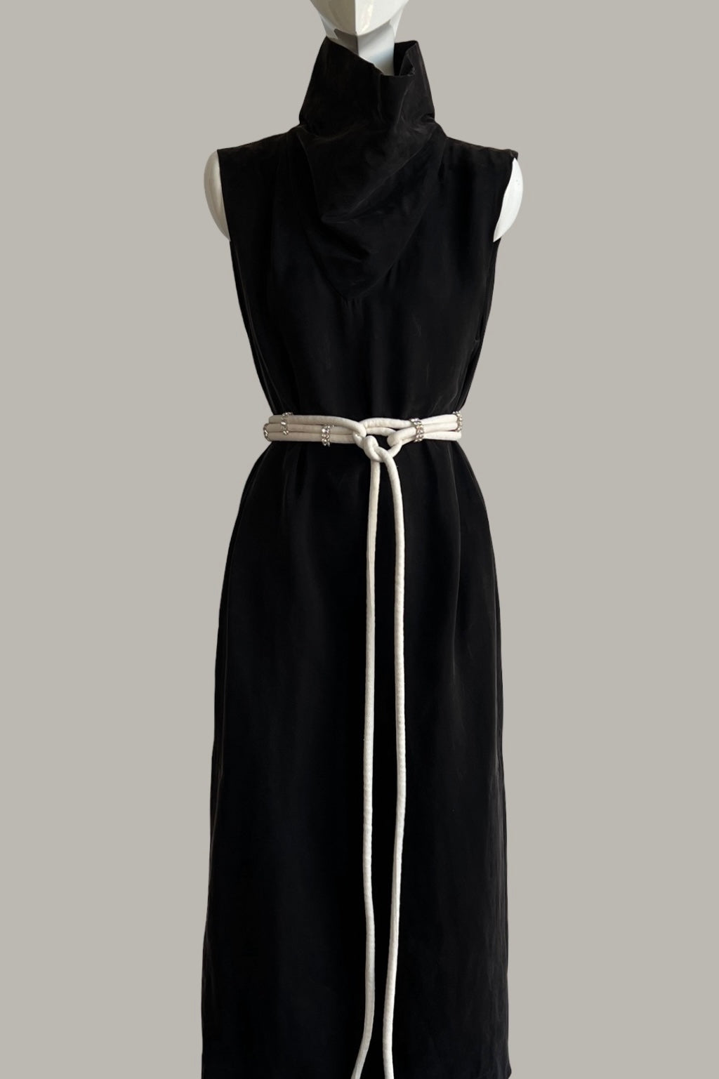 Ninja Shift Dress in Black Kohl Sueded Silk