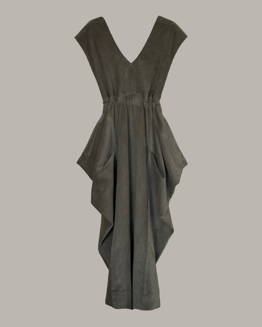 Origami Propeller Dress Sage Cotton Corduroy {Made to Order}