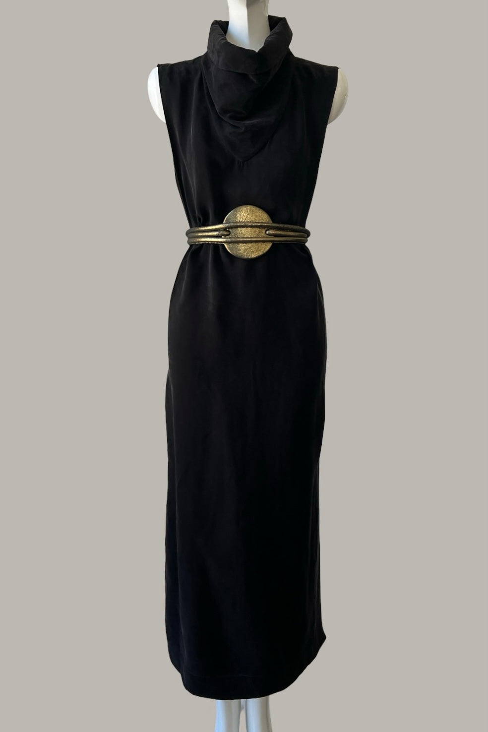 Ninja Shift Dress in Black Kohl Sueded Silk