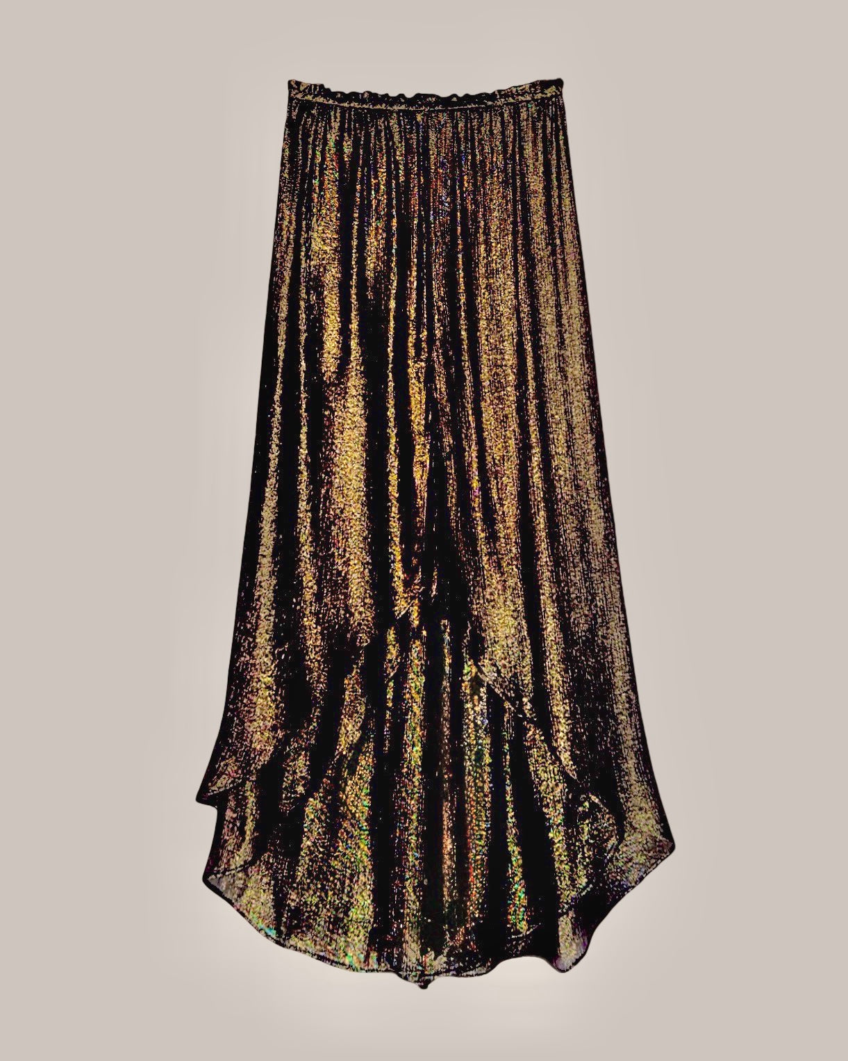 Asymmetrical Convertible Skirt & Dress in Black Gold Silk Lame' {Made to Order}