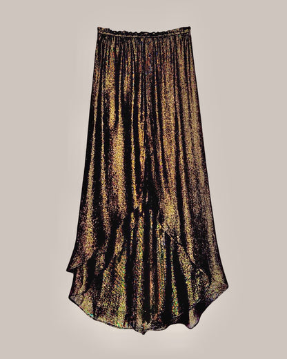 Asymmetrical Convertible Skirt & Dress in Black Gold Silk Lame' {Made to Order}
