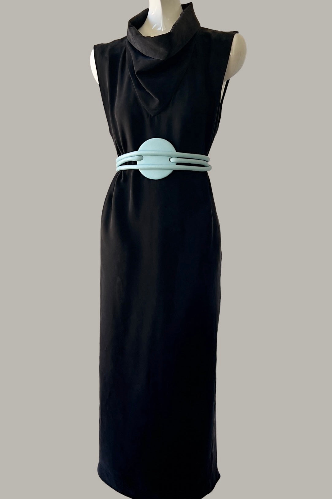 Ninja Shift Dress in Black Kohl Sueded Silk