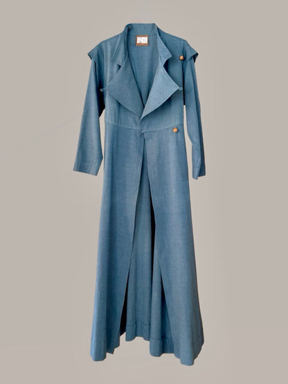 Voyage Coat Dress Piqué Denim