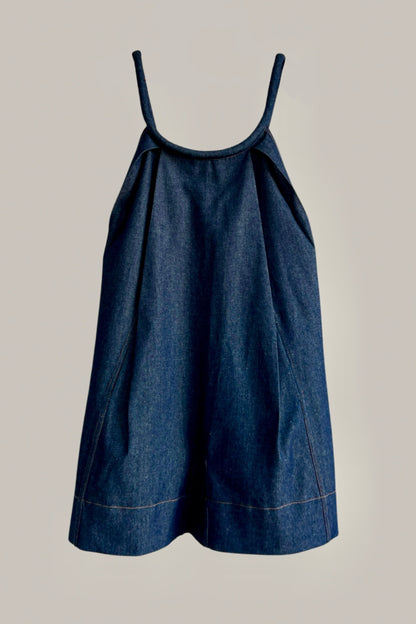 Swanfold Shorts Indigo Denim Jumpsuit {Made to Order}