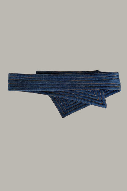 Reversible Asymmetrical Dark Indigo Denim Corset Belt {Made to Order}