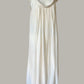 Sahara Chemise Dress with Oval Obi Belt in White Cotton/Linen