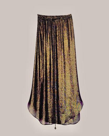 Asymmetrical Convertible Skirt & Dress in Black Gold Silk Lame' {Made to Order}