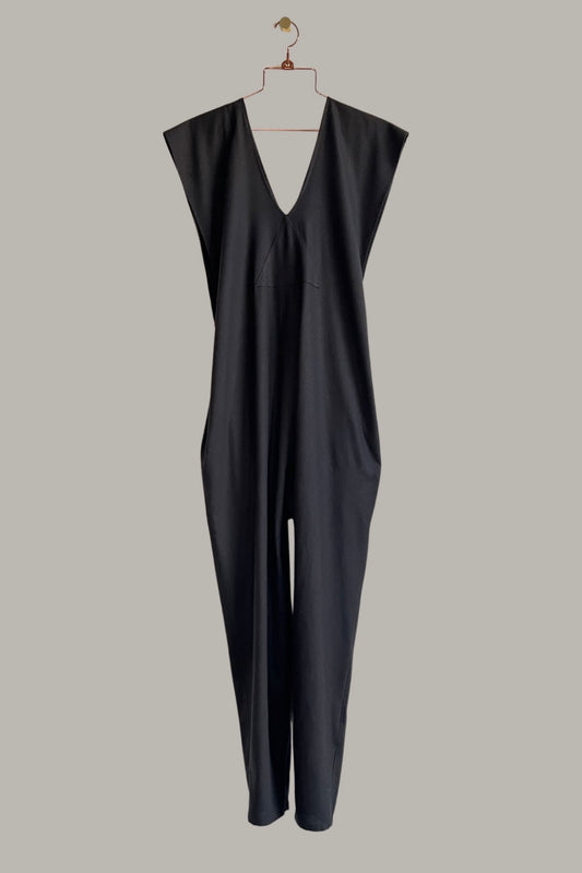 Origami Jumpsuit Black Raw Silk {Made to Order}
