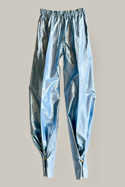 Transformer Trouser Robin’s Egg Blue Metallic Silk