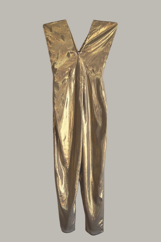 Origami Jumpsuit Champagne Taupe Gold Silk