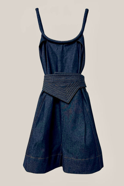 Swanfold Shorts Indigo Denim Jumpsuit {Made to Order}