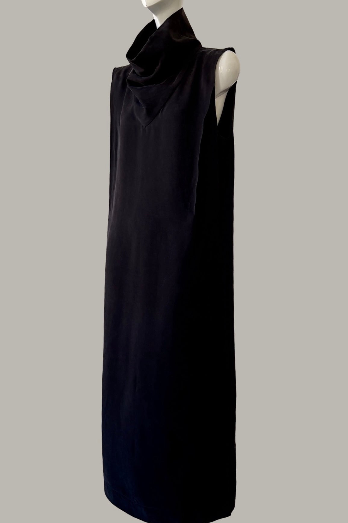 Ninja Shift Dress in Black Kohl Sueded Silk