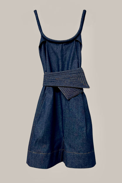 Swanfold Shorts Indigo Denim Jumpsuit {Made to Order}