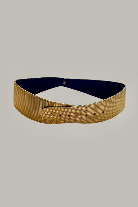 Reversible Crescent Belt in Gold Armour & Black Leather {Made to Order}