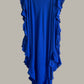 Ruffle Kaftan with Quilted Obi Belt Cotton Gauze Lapis Blue