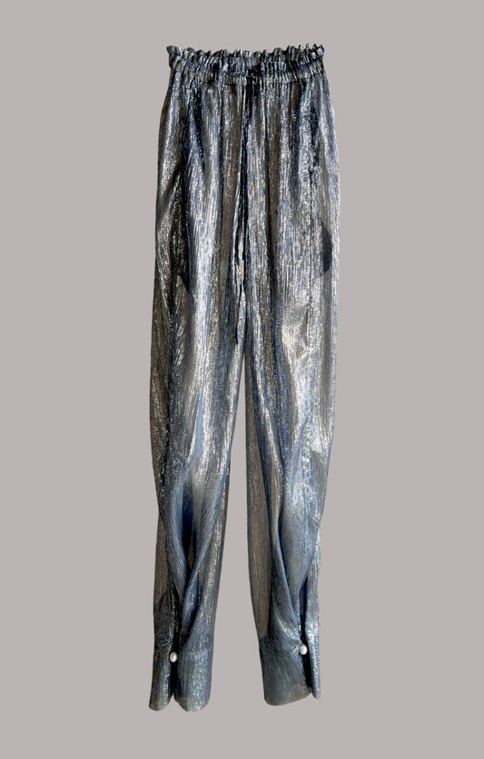 Transformer Trouser Pewter Blue Dusk Silk Lame’ {Made to Order}