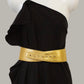 Reversible Crescent Belt in Gold Armour & Black Leather