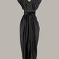 Origami Jumpsuit Black Raw Silk Oval Obi Belt