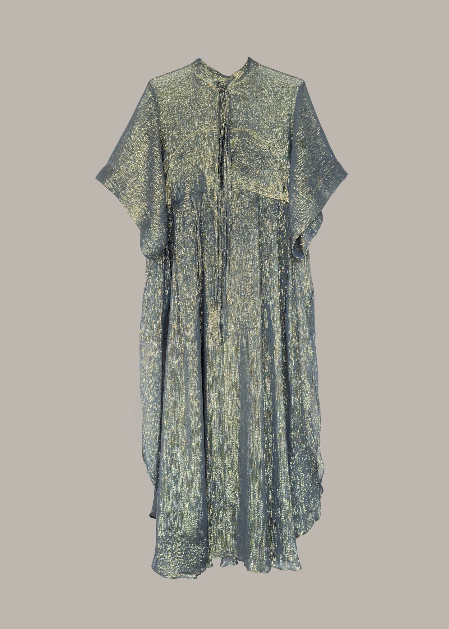 Dynasty Kaftan Sage Slate/Gold Silk Lamé {Made to Order}