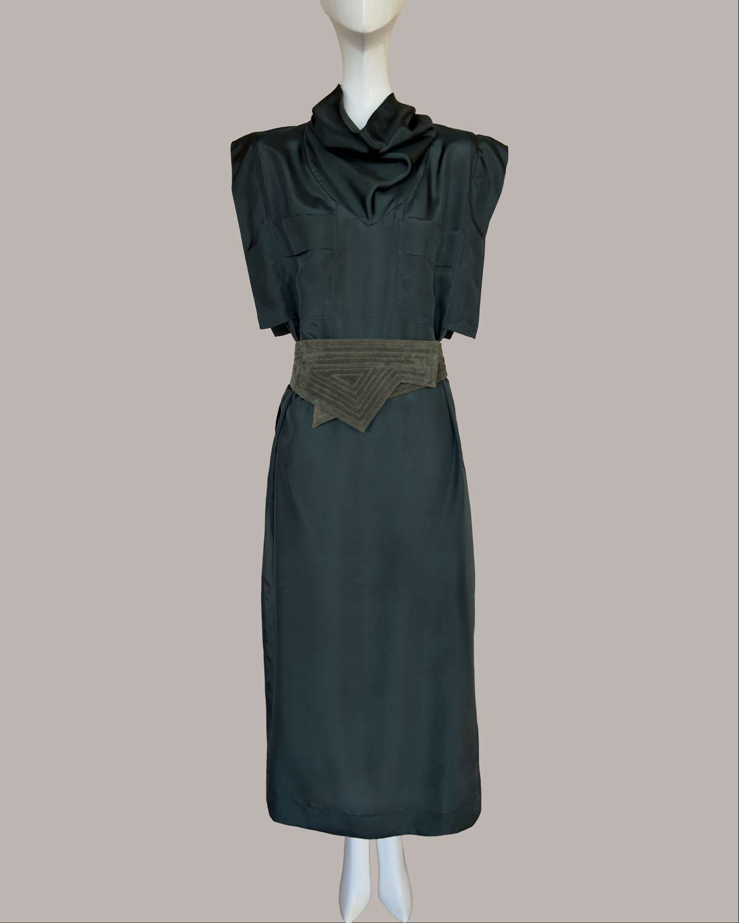 Skywalker Dress in Bottle Green Parachute Silk (Made to Order)