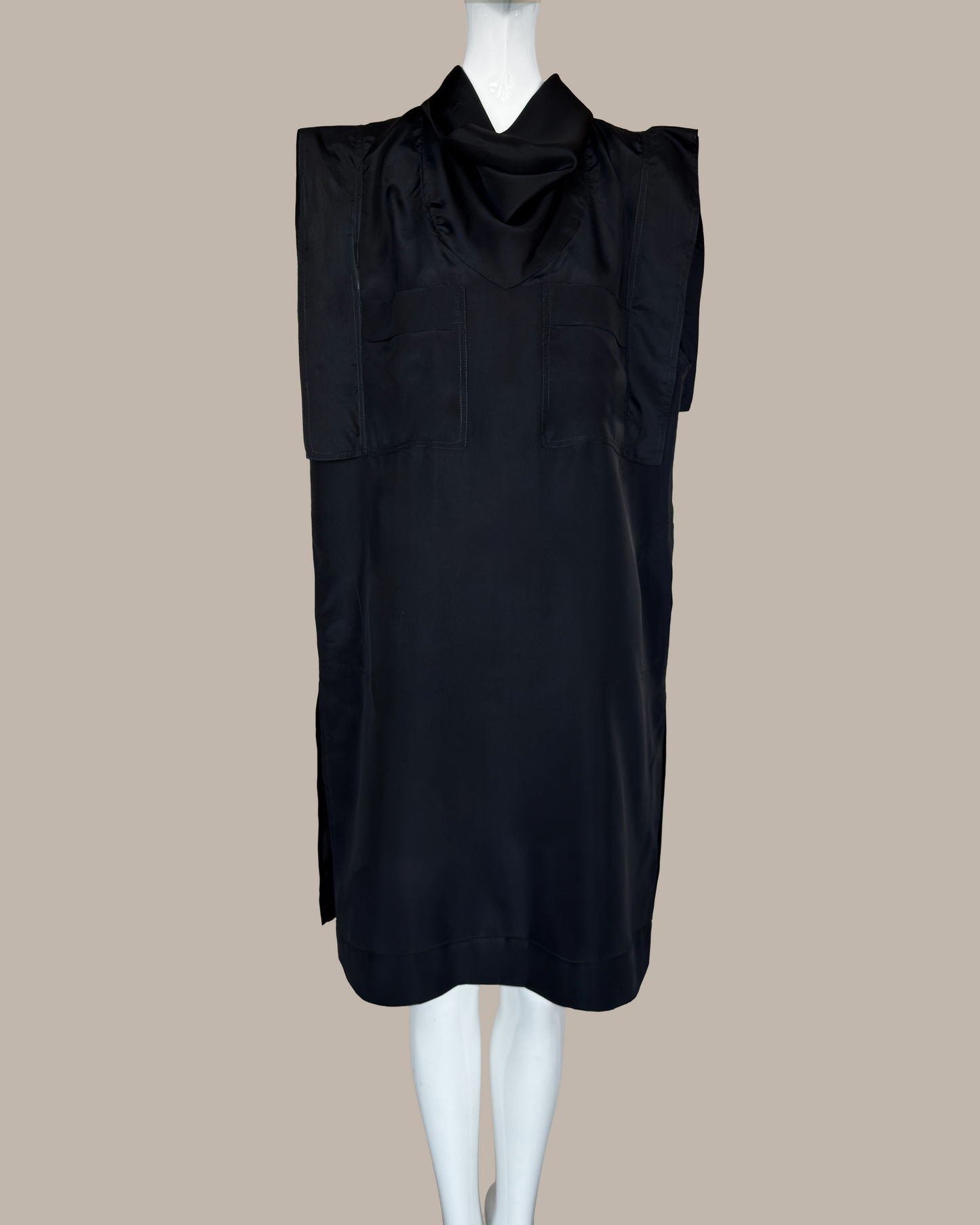 Skywalker Midi Dress in Black Parachute Silk (Made to Order)