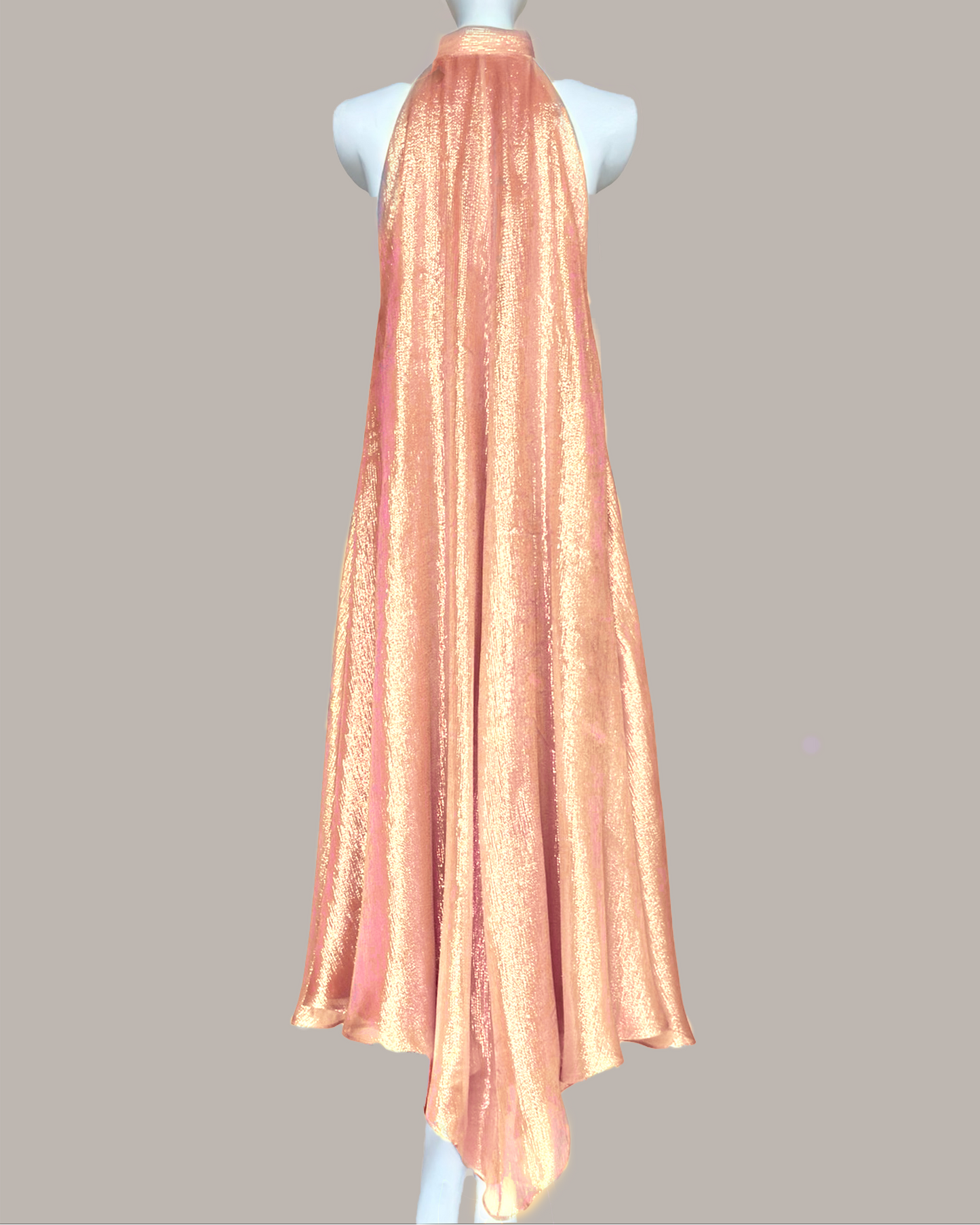 Steeple Dress in Peach Gold Silk Lame (Made to Order)