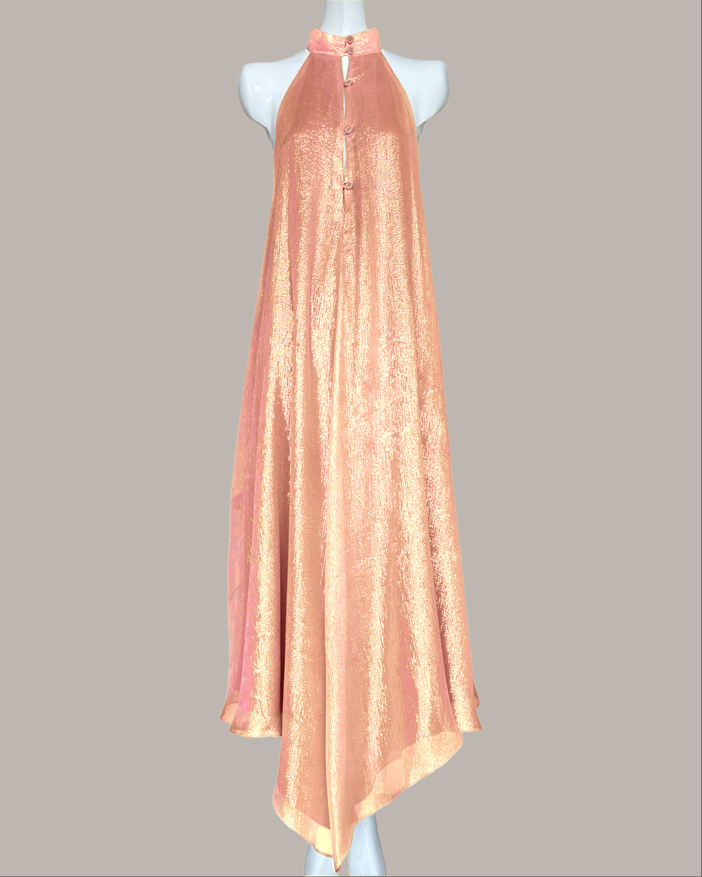 Steeple Dress in Peach Gold Silk Lame (Made to Order)
